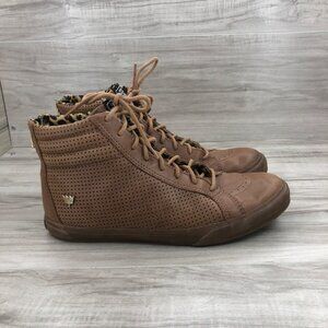 Cavalera Shoes Women's EU 40.5 Brown Leather Zip Lace Up High Top Sneakers